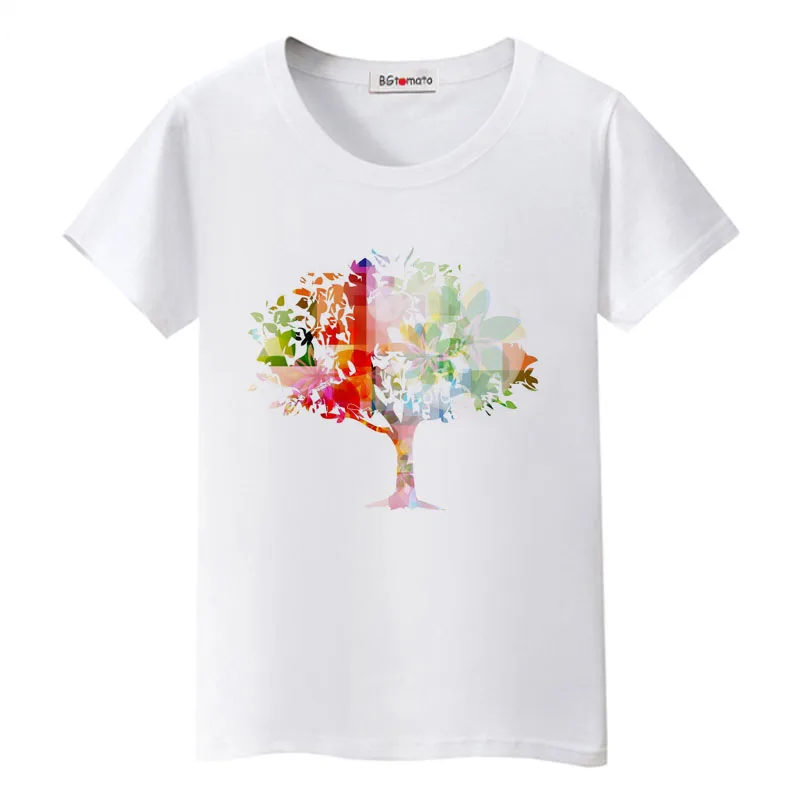

BGtomato beautiful tree tshirt brand graphic t shirts casual streetwear korean style t shirt women poleras mujer camisas mujer