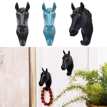 

Brief Modern Resin Animal Head Crafts Horse Head Wall Hanging Door Robe Coat Hook Wall Decoration