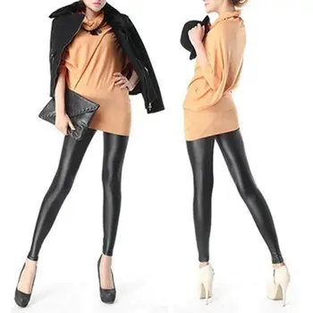 

Women Girl's Sexy Black Faux PU Leather Leggings Women Skinny Pencil Pants Trousers