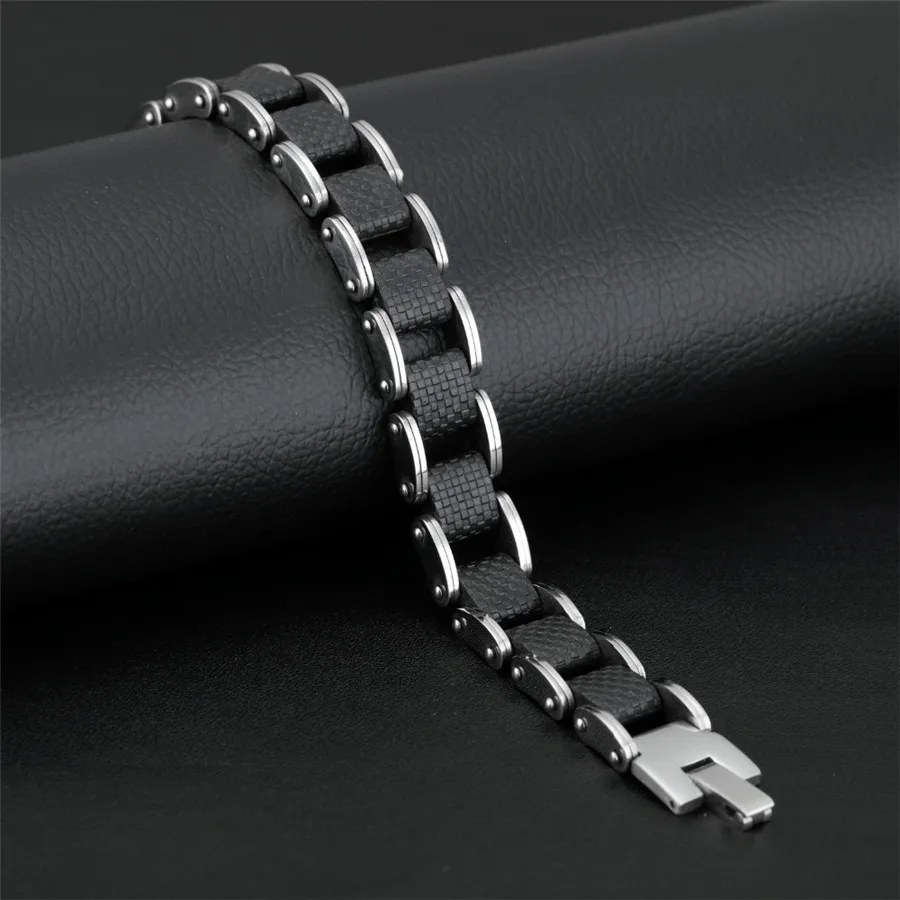 OPK-Square-Genuine-Sillcone-Mens-Bracelet-Stainless-Steel-Motorcycle-Biker-Chain-Design-Casual-Style-Double-Safety (5)