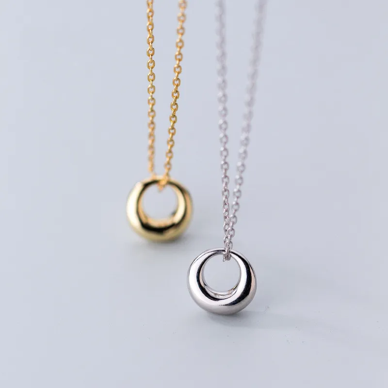 

1pc 100% real Sterling Silver 925 Fine Jewelry open circular Geometric Necklace GTLX1822