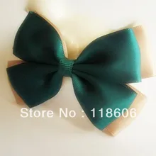 Двухслойный бутик стиль Hairbow ель зеленый и светло-коричневый серый