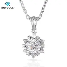 DovEggs стерлингового серебра 925 платиновым покрытием центр 1ct 6,5 м H цвет VVS Муассанит цепочки и ожерелья для женщин подвеска в форме цветка