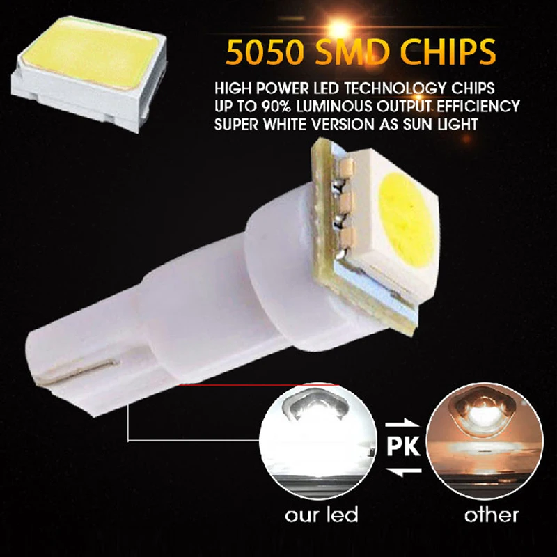 Hlxg 50 шт. холодный белый T5 1SMD LED Клин для лампы датчик кластера приборная панель