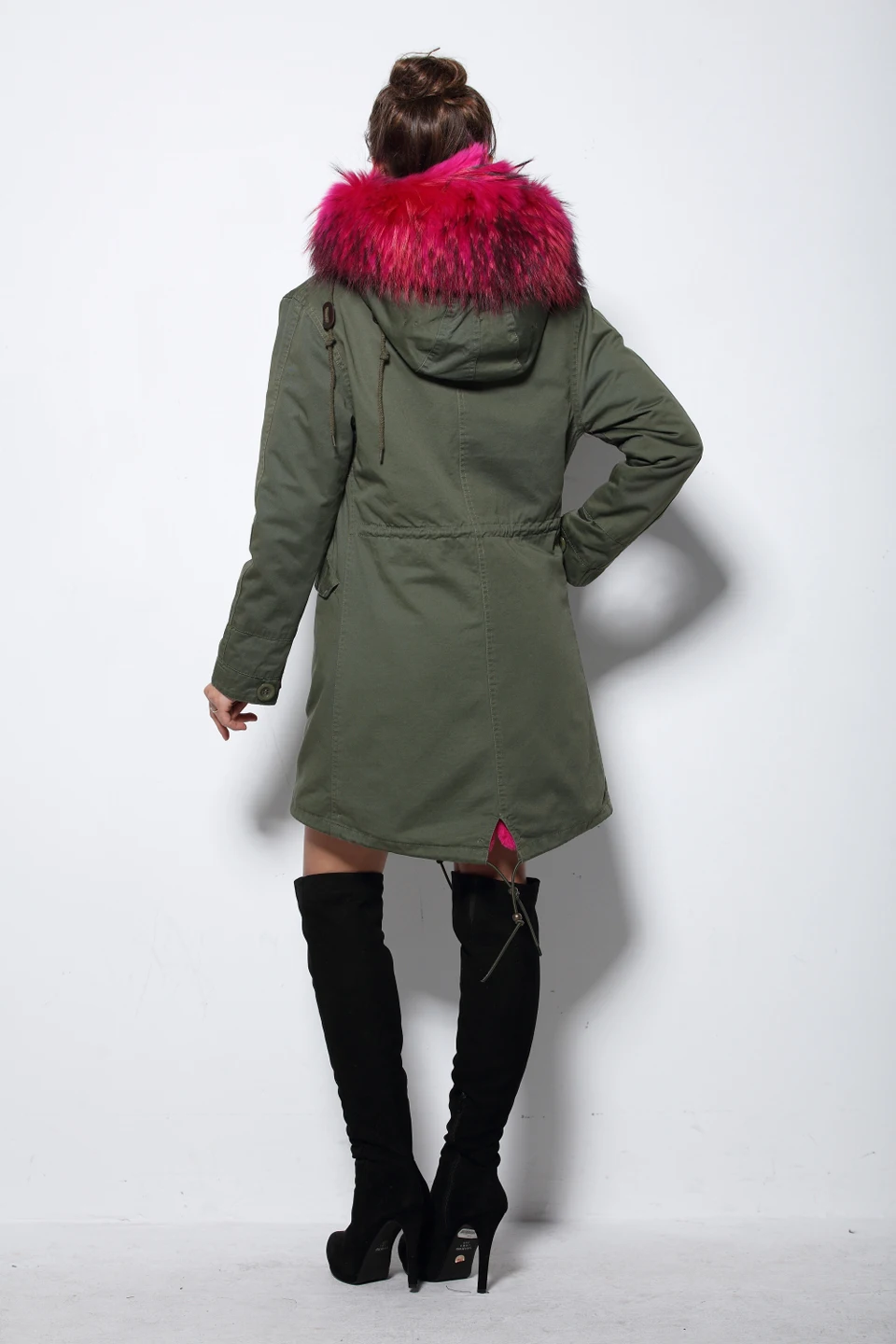 Furlove новое женское зимнее пальто большой воротник из натурального меха енота с капюшоном длинная куртка съемная подкладка из искусственного меха зимняя парка