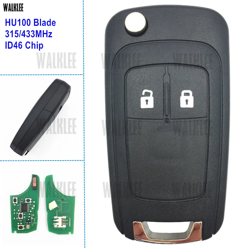 

WALKLEE Remote Key suit for Chevrolet Malibu Cruze Aveo Spark Sail 315MHz or 433MHz with ID46 Integrated Chip