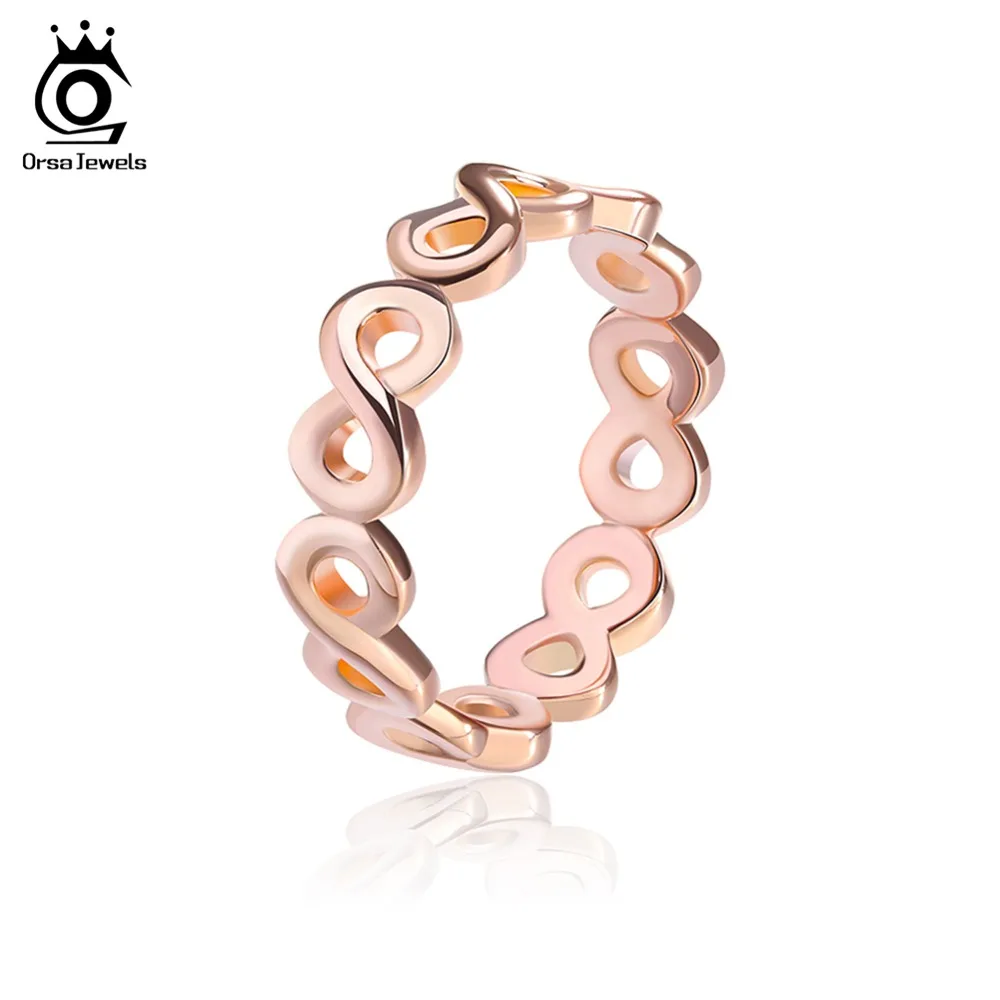 ORSA JEWELS Women's Rings Rose Gold Color/Silver Color Perfectly Polished 8 Shaped Rings Simple Elegant Fashion Jewelry AOR150