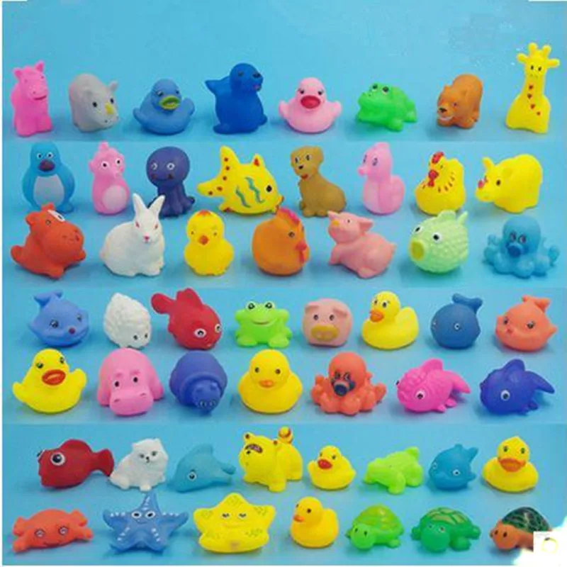 Baby Bath Toys Mixed Colorful Animal Bath Set Soft Rubber Float Squeeze Sound Squeaky Swimming