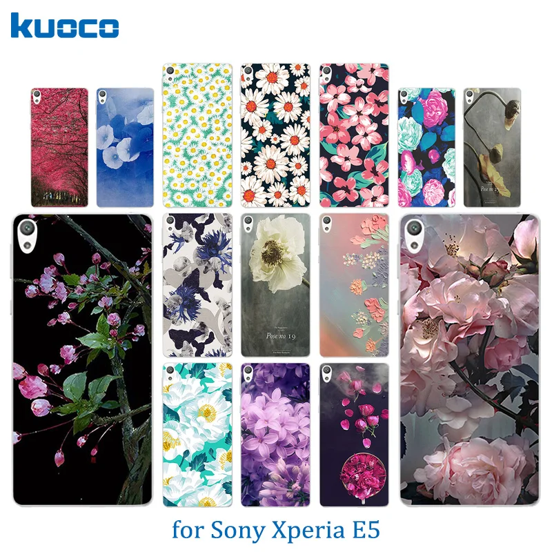 Чехол для телефона Sony Xperia E5 E 5 F3311 F3313 Мягкий силиконовый чехол из ТПУ с цветущим