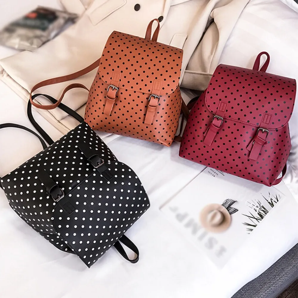 

Fashion 2019 Women Wave Point Backpack Shoulder School Book Travel Backpack sac a dos Dot Rucksack Bags mochila kanken e0130
