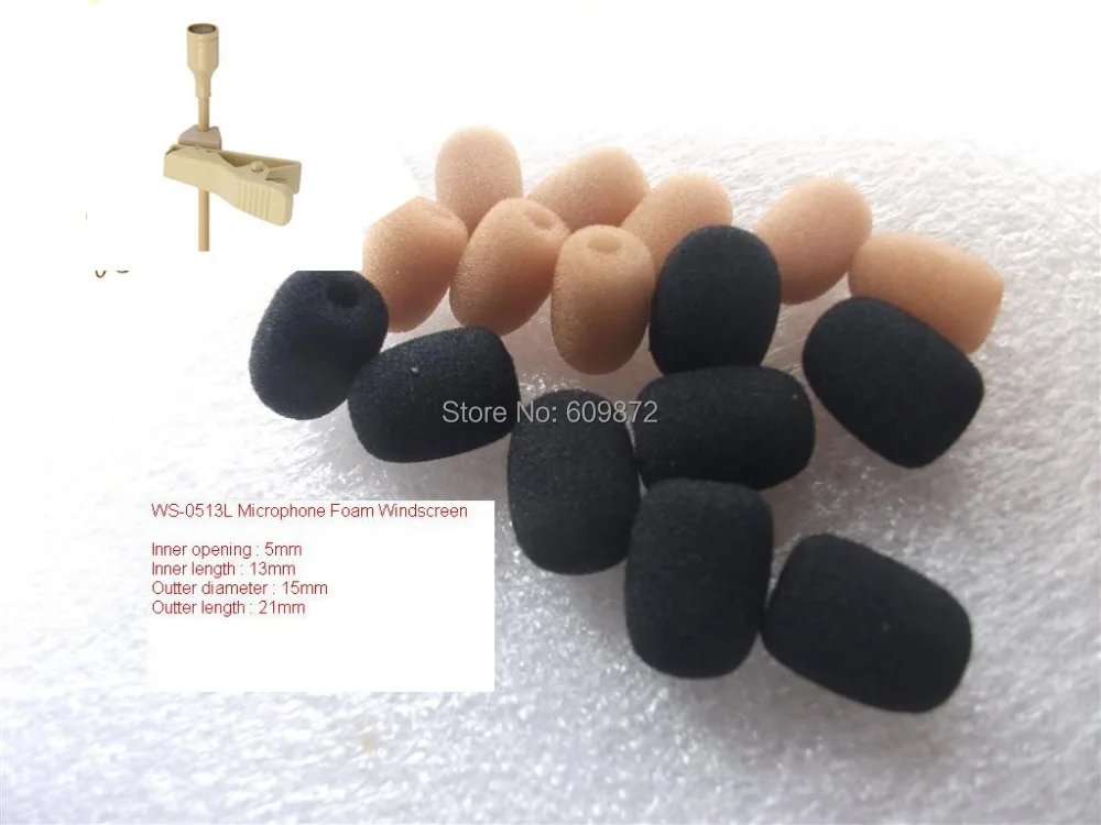 Microfone de Lapela 5mm de Diâmetro do Furo 13mm de Comprimento Espuma Windscreen Bege Interno 10 Pçs - Lote Singapore Post Ws-0513l - Image 2