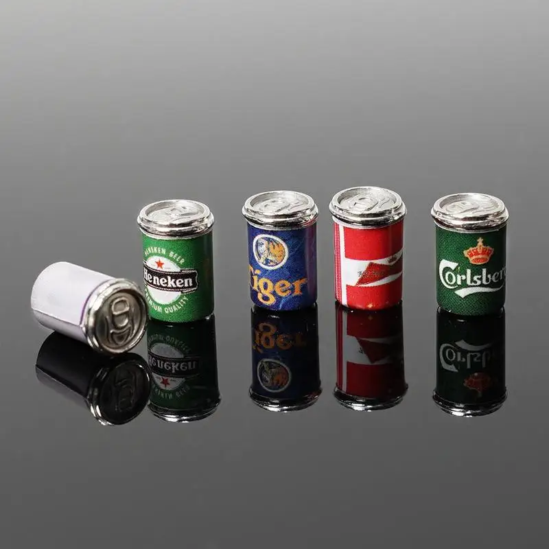 Dongzhur 1:12 Miniature Dollhouse Furniture 5* Drink Cans Decorations DIY Doll House Kitchen Accessories Cute Mini Cans Dropship