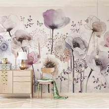 Beibehang Экологичные шелковистые 3d обои papel де parede акварельные ручная роспись стиль сиреневые цветы красивый ТВ фон