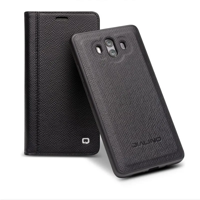 

QIALINO Genuine Leather Flip Case for Huawei Mate 10 Card Slot Intelligent Sleeping Wakeup Magnetic Phone Cover for Mate 10 pro