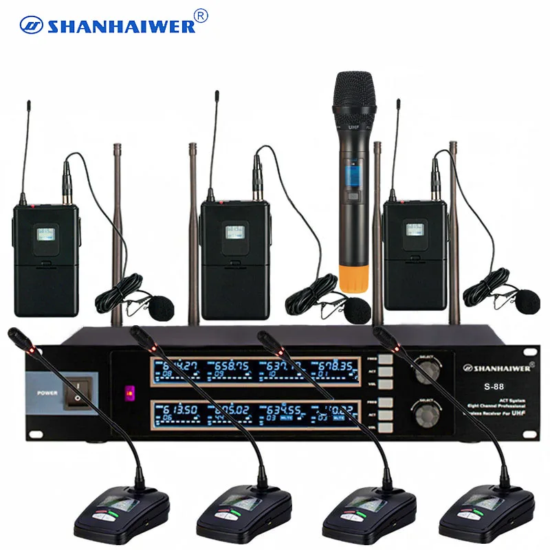 Widely Compatible UHF 8 ways Lavalier Lapel Microphone with body packed