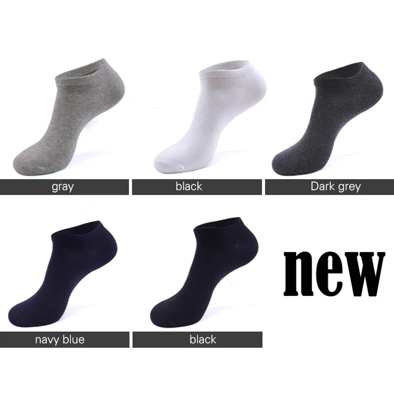 10 Pairs / Lot Cotton Short Socks For Men Summer Thin Solid Black White Boat Socks Men's Versatile Shoes Clothes Sox Size 39-43