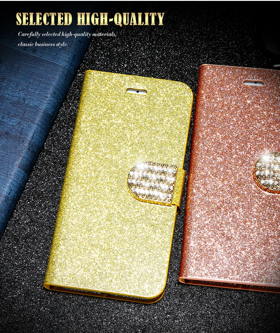 MR.YI Shiny Girl Bling Phone Bag Case For iPhone 6 6S 7 Plus Rhinestone Leather Wallet Stand Flip Cover Case For iPhone 5 5S SE  (2)
