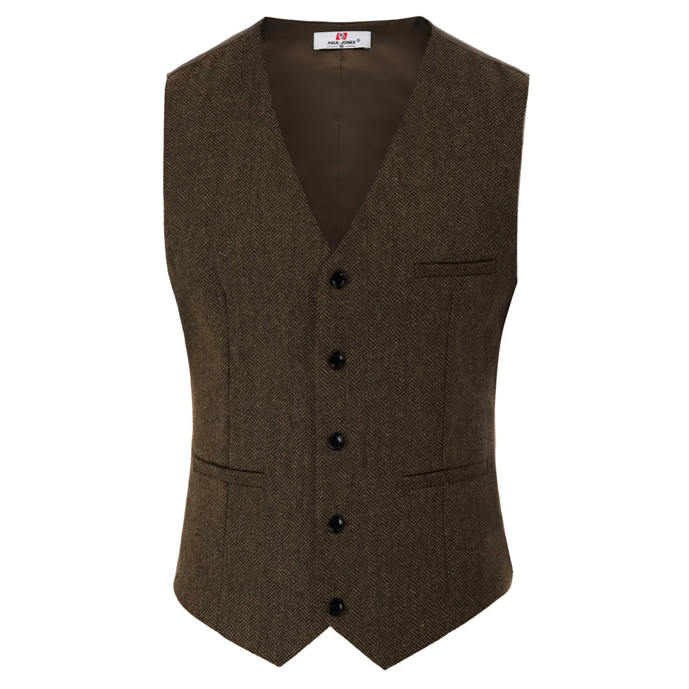  PJ Mens Slim Fit V-Neck Single-Breasted Handkerchief Hem Waistcoat S~2XL