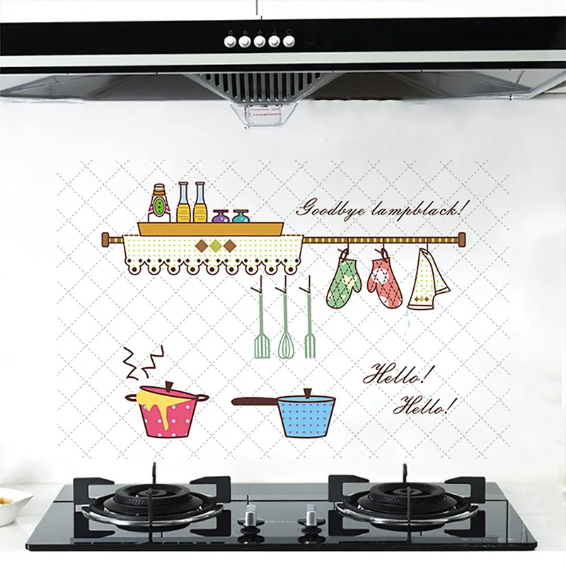 Мультяшный кухонный узор, анти-масляная кухонная настенная наклейка, противообрастающие домашние украшения, настенные наклейки, обои, кухонная плитка, наклейка