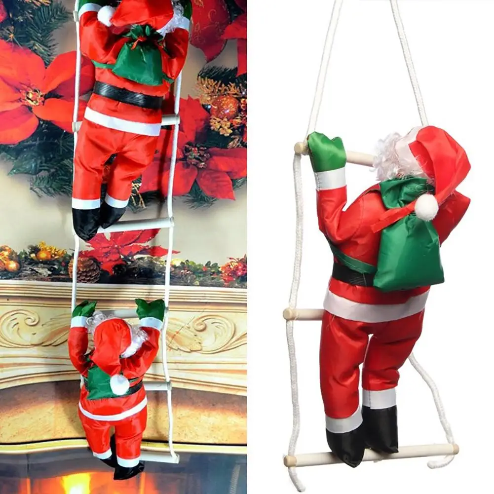 Christmas Santa Climbing Rope Ladder Xmas Tree Hanging Christmas Ornament Party Door Decor Table Desk Decor