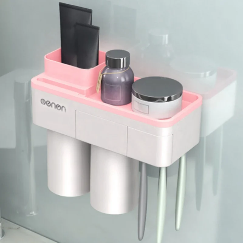 Магнитная Адсорбция перевернутая зубная щетка стойка для макияжа чистящее средство полка зубная паста для хранения ванной комнаты