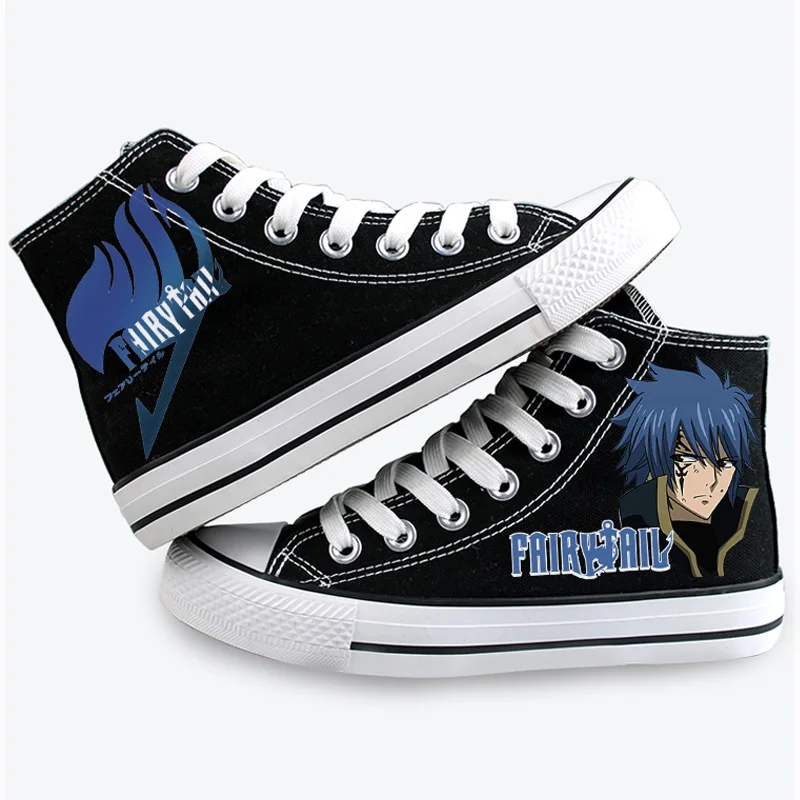 The Fairy Tail Shoes Woman Cosplay Anime Natsu Gray Women Sneakers High Top Canvas Shoes Off White Graffiti Casual Men Shoes - Цвет: E