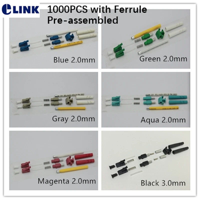 LC fiber Duplex connector KITS with ferrule Pre-assembled APC SM MM OM3 OM4 3.0 2.0 0.9mm ftth LC connector accessories 1000PCS duplex repeater interface cable for motorola radio cdm750 m1225 cm300 gm300 speaker accessories consumer electronics