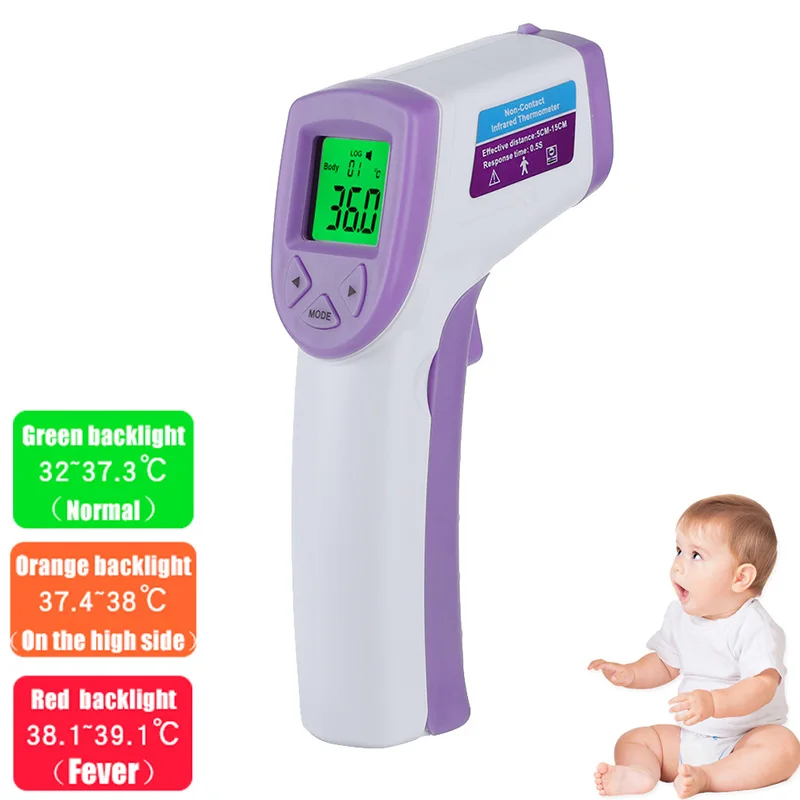 

Digital Thermometer Red Laser Infrared Thermometer Non-Contact IR Pyrometer LCD Temperature Gun Back Light for Children/ Adult