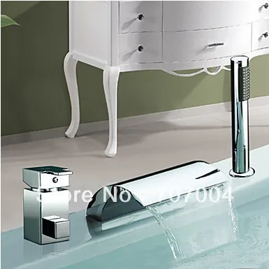 Chrome Finish Waterfall Bath Tub shower Faucet Set W/ Single Diverter Handshower Mixer Tap | Обустройство дома