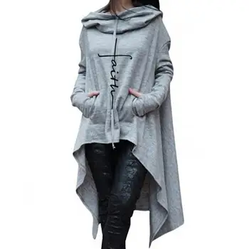 

Fashion Letter Printing Harajuku Hooded Sweatshirt 2019 New European And American Irregular Long Cloak Hooded Women's Hoodie