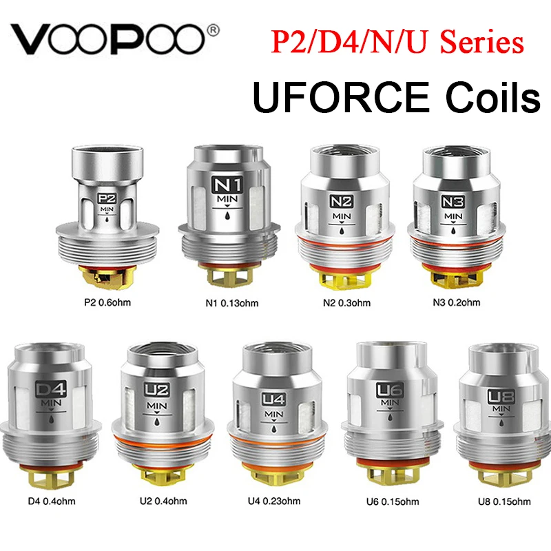 

5/10pcs Original VOOPOO UFORCE Replacement Coils P2/ D4/ N1/ N2/ N3 /U2/ U4 /U6 /U8 For VOOPOO Drag 2 Kit Drag Mini Kit