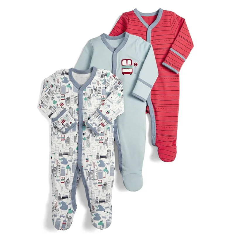 3Pcs/Pack Baby Boys Girls Cotton Rompers Set Newborn Sleepsuit Infant Long Sleeve cartoon Jumpsuit Baby Pajamas 0-12Months