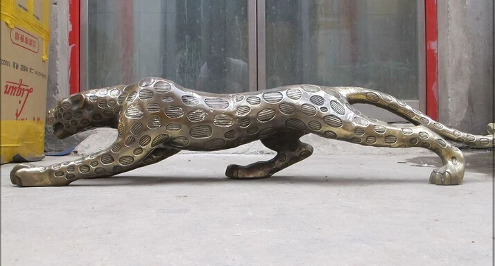 

3633 40 "Riesige Bronze KUNST statue skulptur Cichlasoma acrpinte Leopard Panthera pard