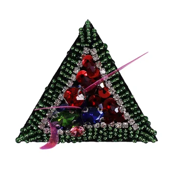 

10pieces Beaded Sequin Triangle Patches Crystal Applique Scrapbooking Sew on Badges Clothes Bags Decorated DIY Sewing TH821