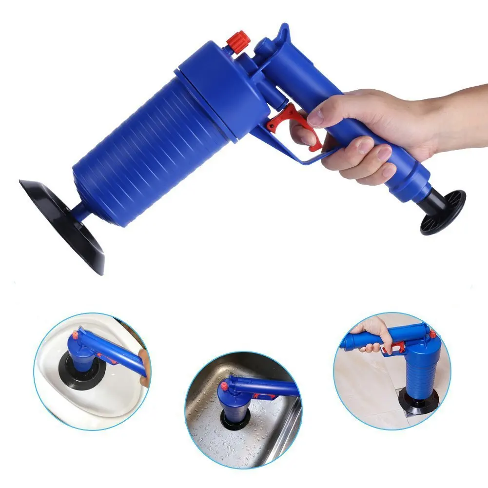 Hot Air Power Drain Blaster gun High Pressure Powerful Manual sink Plunger Opener cleaner pump for Toilets showers for bathroom