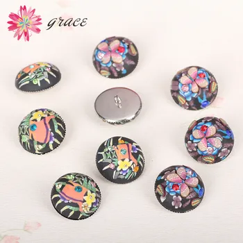 

6pc/lots 21mm Fimo Clay Resin Handmade Sewn Button Beads Flower Pattern For Retro Vintage Dress Skirts Beautiful Button Deconden
