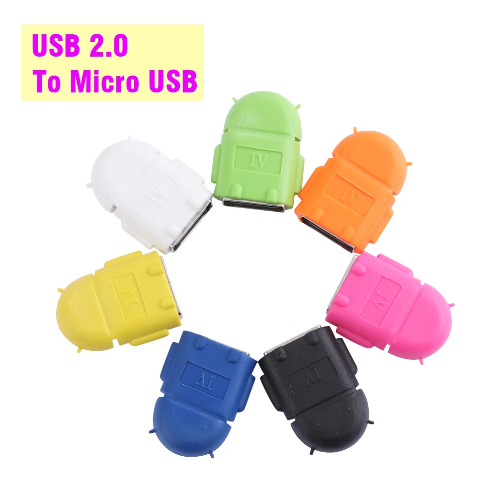 

1PC Mini Robot Android USB 2.0 to Micro USB OTG Adapter Female to Male Converter Connector For Smartphone Tablet Accessories