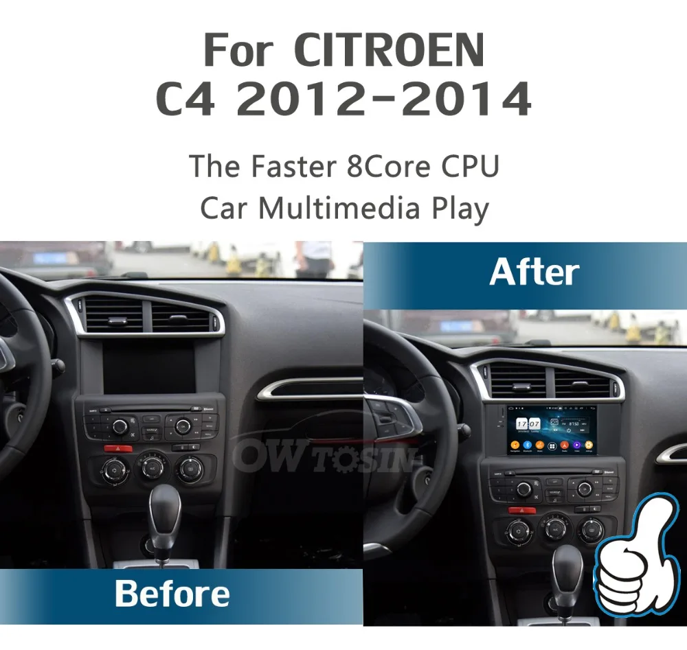 " ips 8 ядра, 4 ГБ, 64 ГБ, Android9.0 машинный DVD проигрыватель для Citroen C4 C4L DS4 2012 2013 DSP радио gps мультимедиа