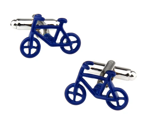 

New Arrival High Quality Gifts for Men Designer Cuff links Copper Material Blue Bicycle Design CuffLinks Free Shipping