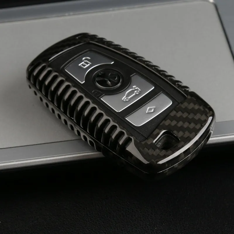 2017 New 100% Genuine Carbon Fiber Car Auto Remote Key Case Cover fob Holder Skin Shell for BMW X5 X6 F15 F16 1 3 5 7 Series X3 X4 Car Styling (12)