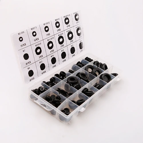 

125pc Multi Size Rubber Grommet Hardware Assortment Fastener Kit
