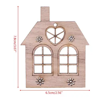 

10pcs/set Christmas House DIY Wooden Pendant Hanging Tree Ornament DIY Crafts Party Home Decor
