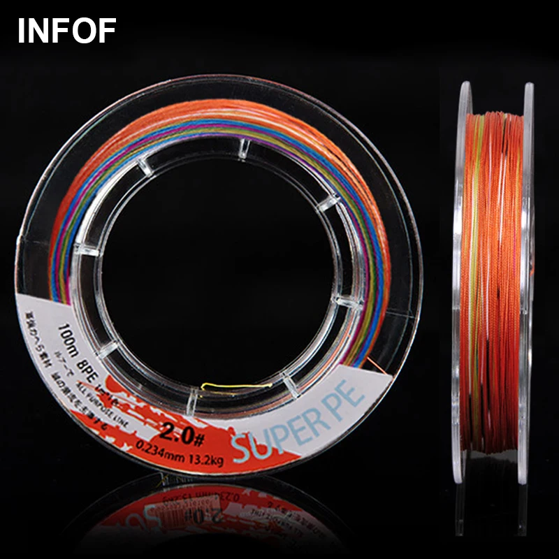 

INFOF 100M/110yds Braid Fishing Line 8 Stands PE Multifilament Line Super Strong Carp Fishing Cord 13Lbs-79Lbs