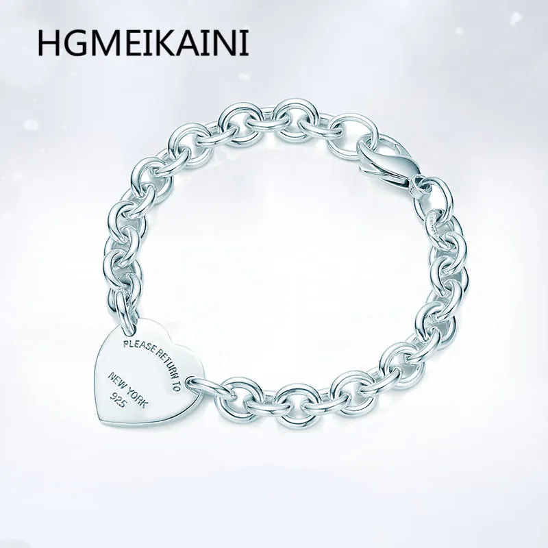 

Tiff100 % popular fashion real 925 sterling silver heart pendant bracelet DIY fashion ladies present