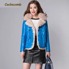 Cockscomb, натуральный Лисий мех, воротник, овечья шерсть, отделка, женские кожаные куртки, женская короткая куртка из натуральной кожи, Женская дубленка