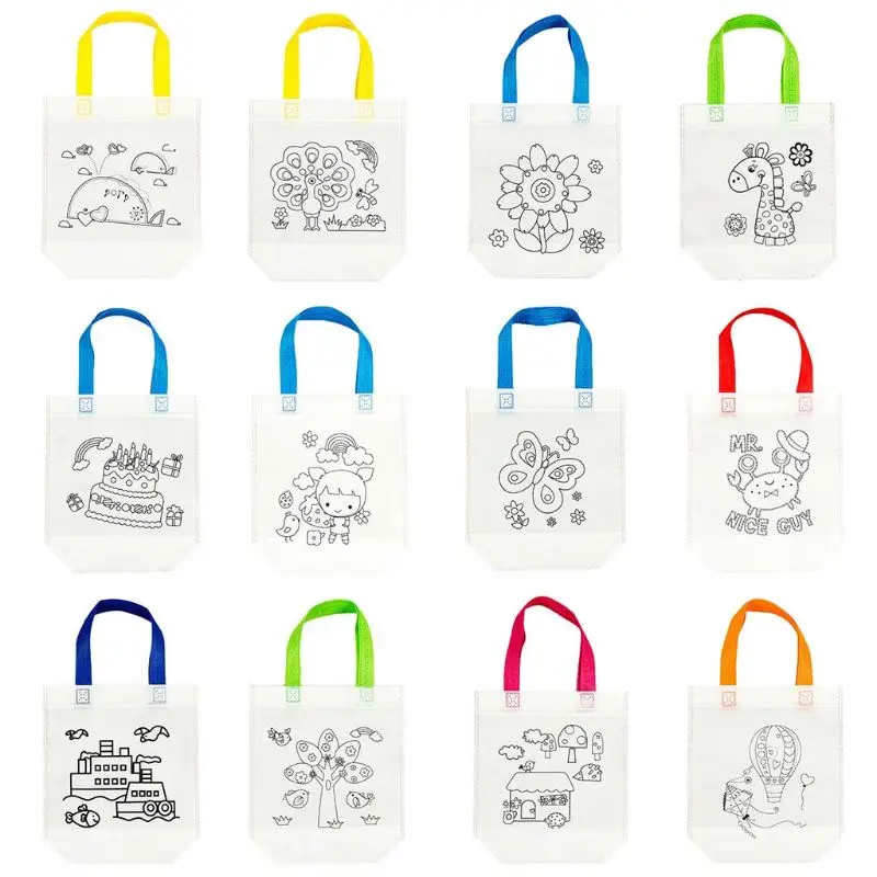 

DIY Environmental Protection Graffiti Bag Handmade Painting Kindergarten Tote Bags Puzzles For Kids Children Gifts JUN-24