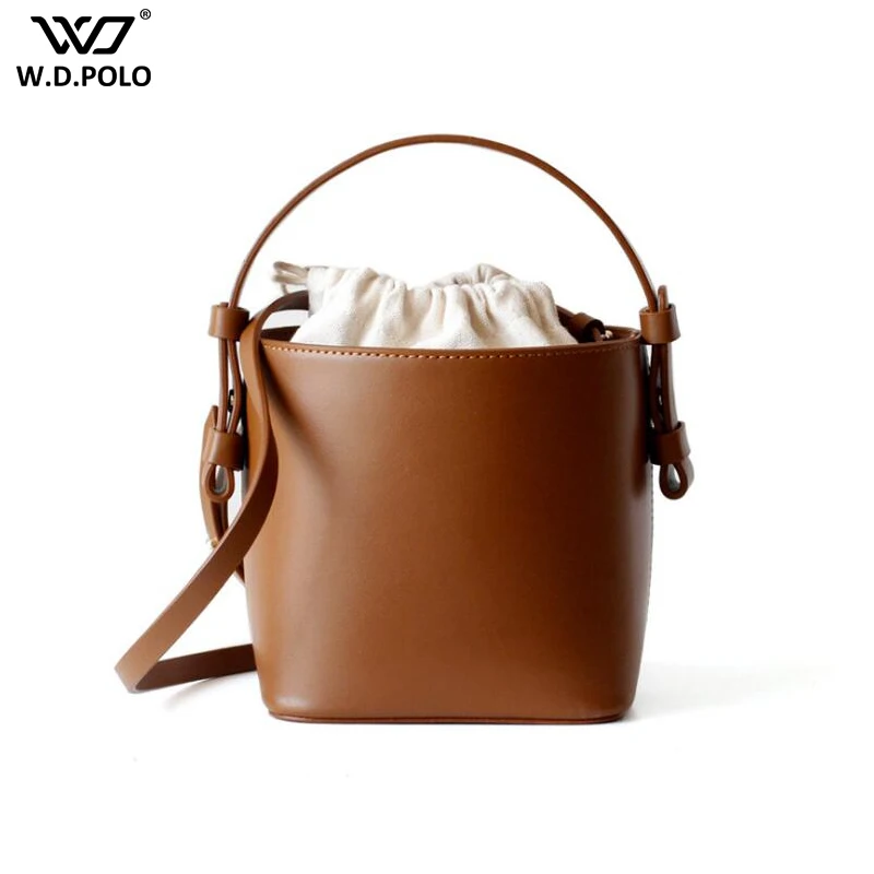 

Vintage Genuine Leather Women Shoulder Bag Fashion Brand Design Bucket Lady Handbag Trendy Female Tote Q033