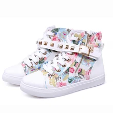 Mode Frauen Leinwand Wohnungen Casual Nietschuhe Stiefeletten Neue Sommer Frühling Patchwork Blume Schuhe schwarz weiß blau