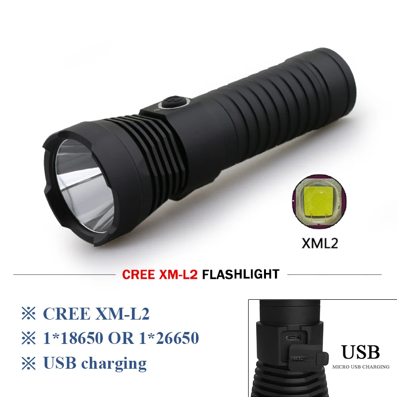 

LED Flashlights CREE XM L2 Portable Hike camping waterproof lanterna Torch flashlight USB Charging 26650 18650 battery linterna