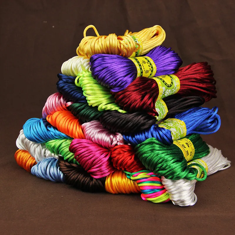 Yidensy 11 Colors 20M Chinese Knot Cord Rattail Satin Braided Ropes String Threads 2.5mm Bracelet DIY Jewelry Making Findings Jewelry Findings